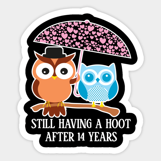 Still Having A Hoot After 14th years - Gift for wife and husband Sticker by bestsellingshirts